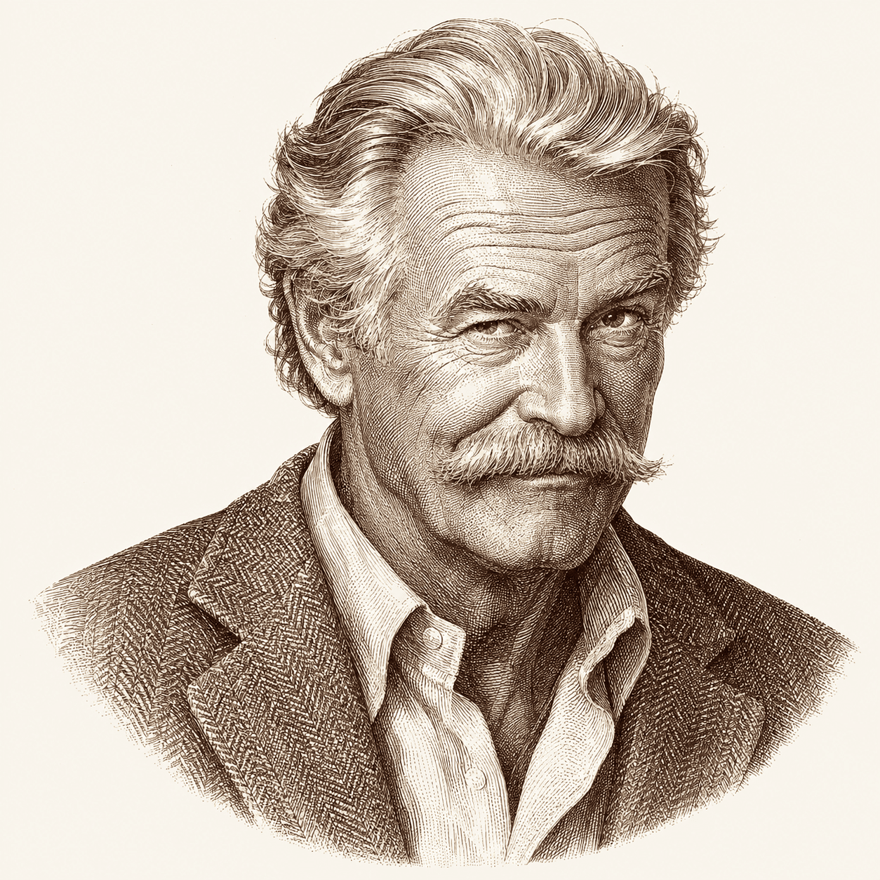 An engraved portrait of Hickory, wearing the expression of a man about to correct your blocking technique